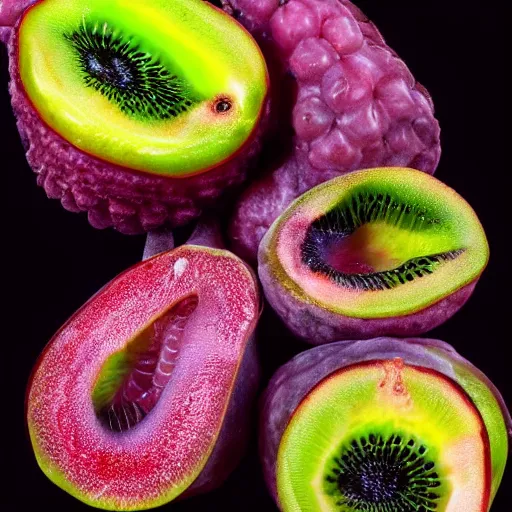 Image similar to 8k photos of alien fruits. Extremely detailed, sharp, nikon