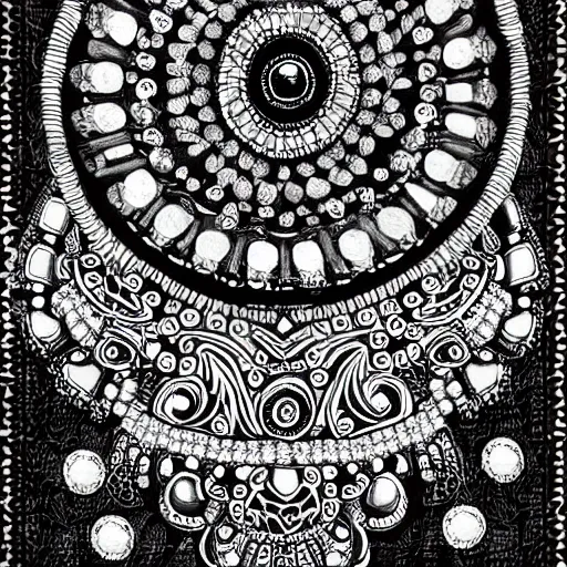 Image similar to black and white sketch opulent necklace feminine opulent detailed ornate tribal neckline illustration on paper