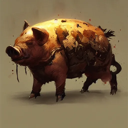 Prompt: a warrior pig, artstation, greg rutkowski