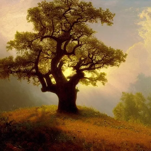 Image similar to a wise old oak by albert bierstadt