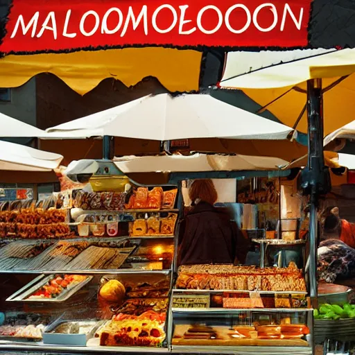 Image similar to malmo sweden kabob stand, golden hour award winning photography, artstation