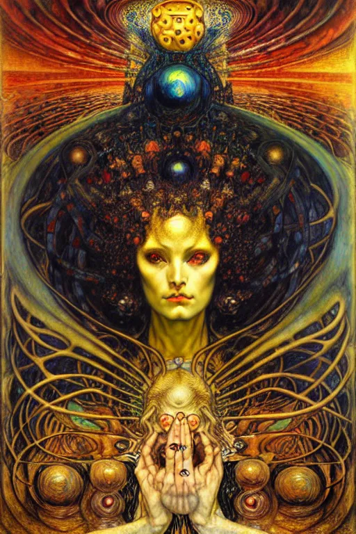 Image similar to Divine Chaos Engine by Karol Bak, Jean Delville, William Blake, Gustav Klimt, and Vincent Van Gogh, symbolist, visionary