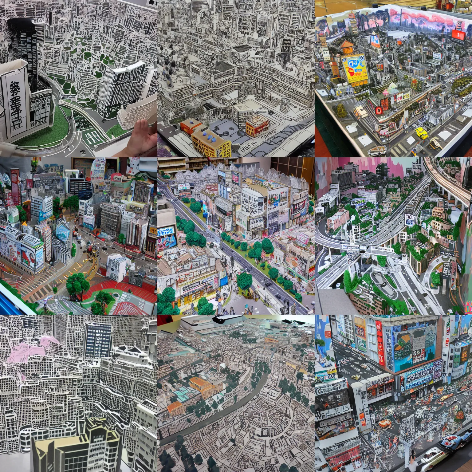 Prompt: impressively detailed giant paper diorama of Shibuya