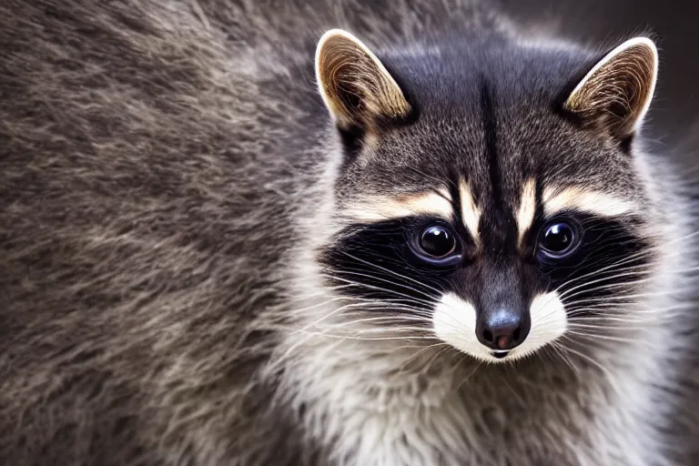 Image similar to a cat!!! racoon hybrid! hyper realistic!! realistic lighting!! wildlife photographer of the year!!! bold natural colors, national geographic, hd, wide angle, 8 k