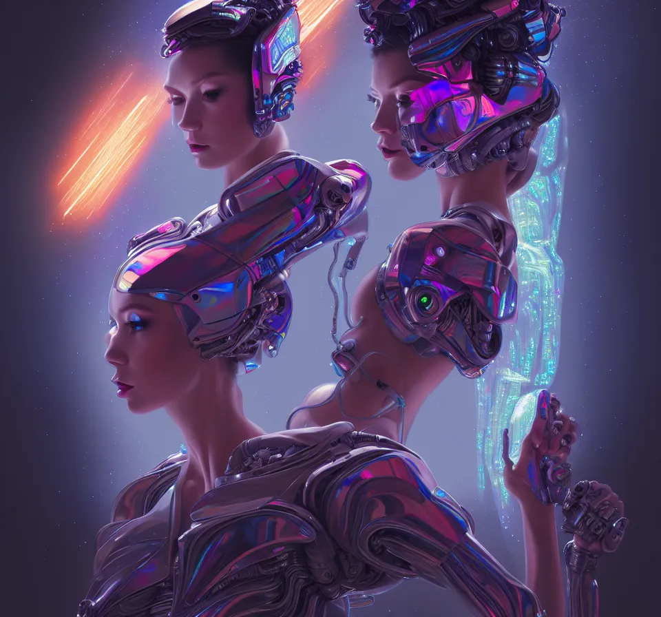 Prompt: beauty woman wrapped in holograms, alien artifacts, electrical case display, Transformers Movie style tech, ultrarealistic, dramatic lighting, electrical details, high details, 4k, 8k, best, accurate, trending on artstation, artstation, photorealism, ultrarealistic, digital painting, style of Peter Mohrbacher, Caravaggio, Hajime Sorayama, Caravaggio, Boris Vallejo