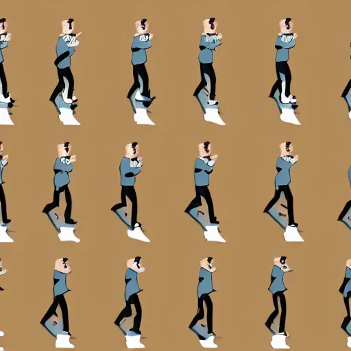 Image similar to spritesheet of a walk cycle animation