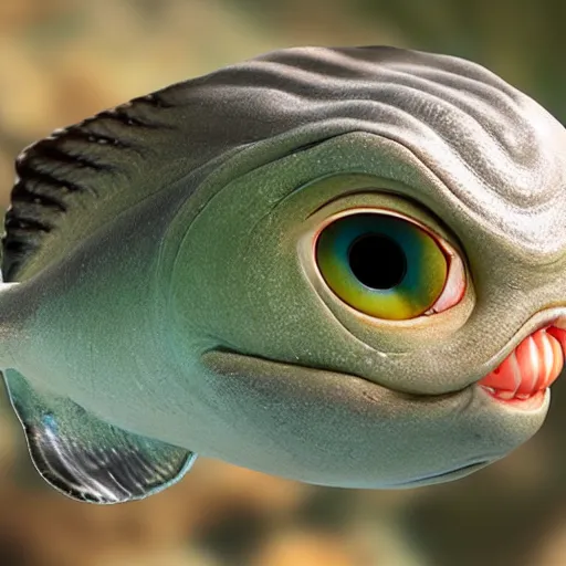 Image similar to gollum - faced fish