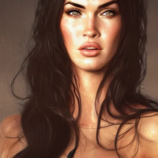 Prompt: portrait of megan fox as a fox, au naturel, hyper detailed, digital art, trending in artstation, cinematic lighting, studio quality, smooth render, unreal engine 5 rendered, octane rendered, art style by klimt and nixeu and ian sprigger and wlop and krenz cushart.