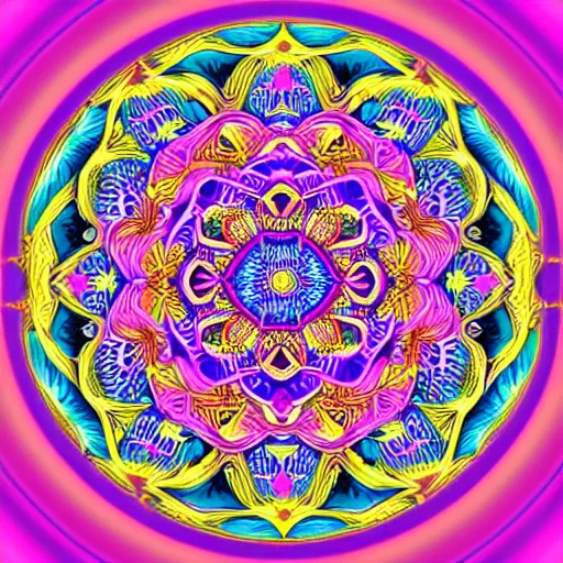 Image similar to highly detailed and intricately made vector art colorful illustration of a very beautiful Mandala with very symmetrical features and soft pastel tones, hyperrealistic, intricate detail, HD digital painting, 8k resolution, enchanting, sense of awe, award winning picture, Hyperdetailed, Gsociety, trending on ArtstationHQ