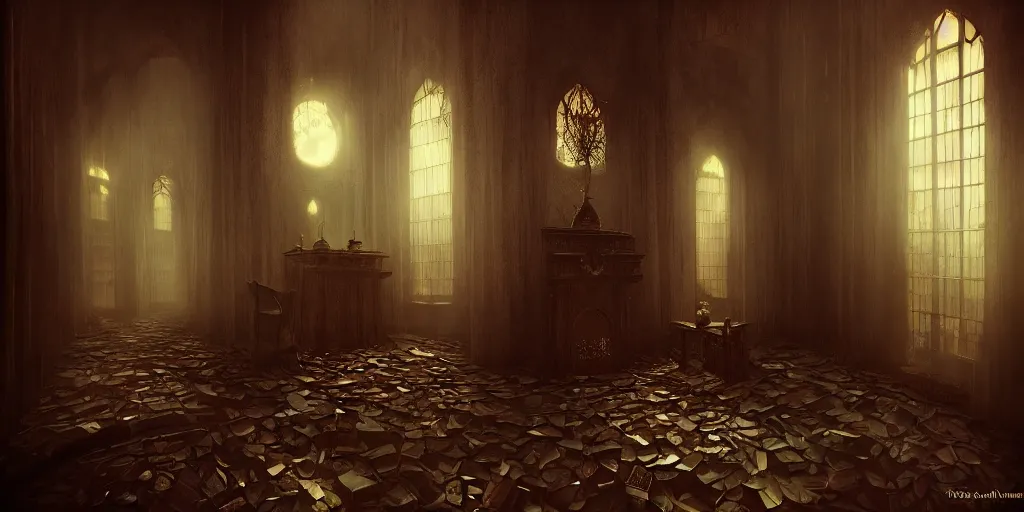 Prompt: dark sinister vampire lair interior by Reylia Slaby, library, adventure game, inspired by Diablo concept art