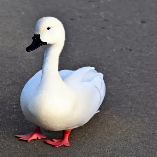 Prompt: a white duck, causing a havoc
