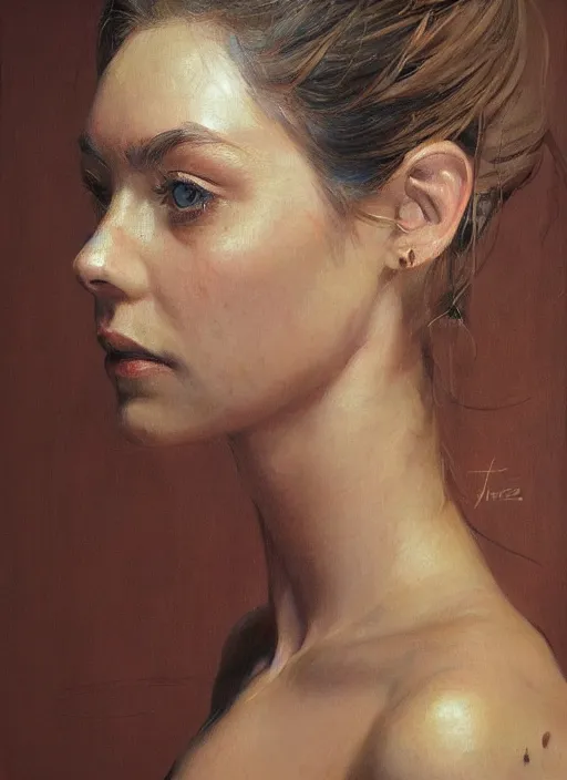 Prompt: a beautiful masterpiece portrait painting of a herione by juan gimenez, award winning, trending on artstation,