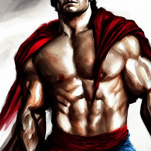 Prompt: Henry Cavill is a Greek god, gorgeous, amazing, muscular, red silk, intricate, elegant highly detailed, digital painting, artstation, concept art, sharp focus, illustration,