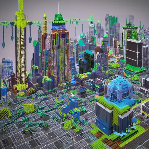 Image similar to Sci-Fi City - Voxel Art, behance, Magica Voxel