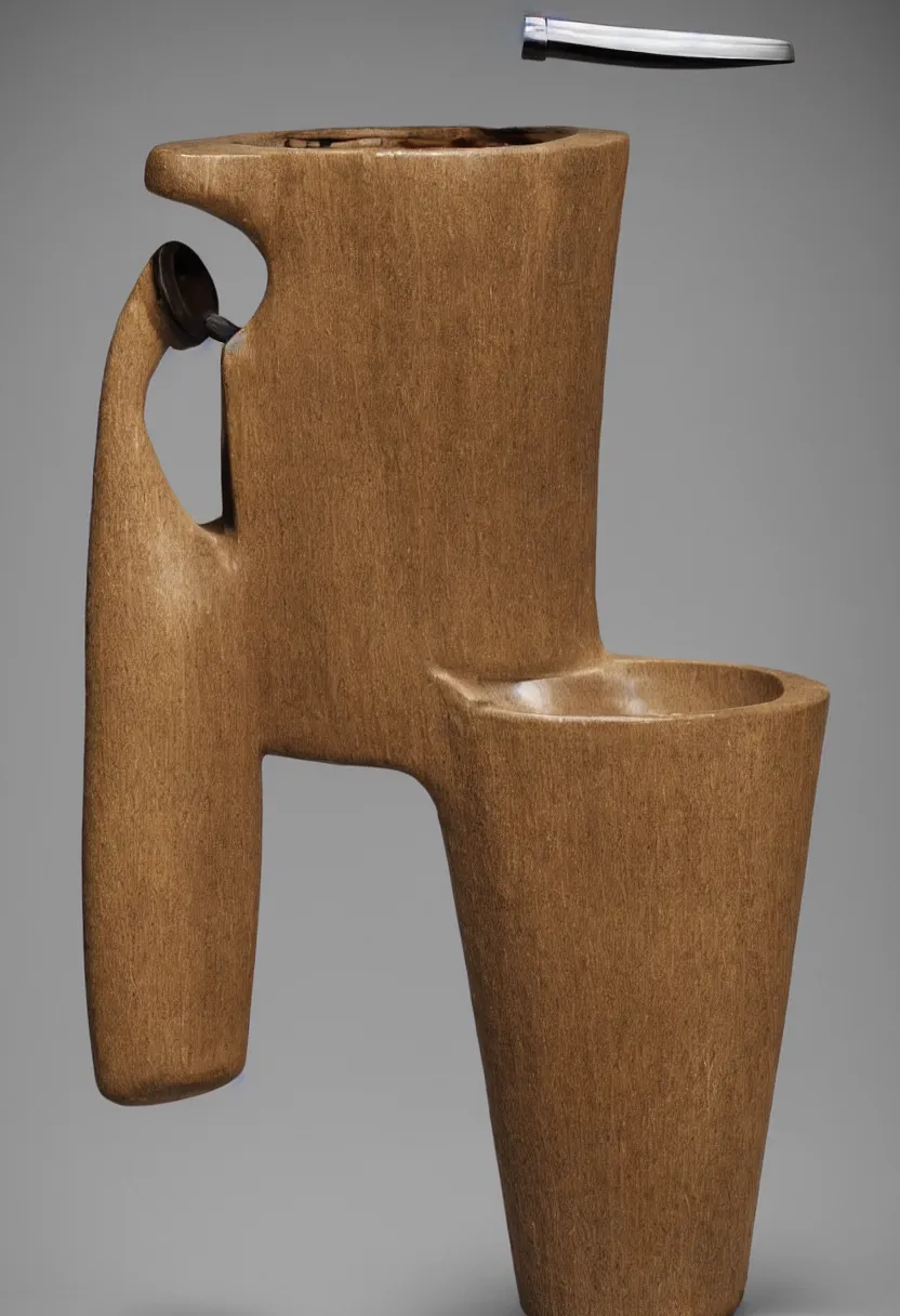 Prompt: a wooden handle into a ceramic urinal, readymade by Marcel Duchamp, Irving Penn Packshot