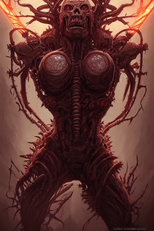 Image similar to beautiful cinematic infernal biomechanical torment poster, hybrid from doom and art direction by darius zawadzki ; by artgerm ; wayne reynolds art station ; cinematic quality character render ; low angle ; ultra high quality model ; production quality cinema model ;