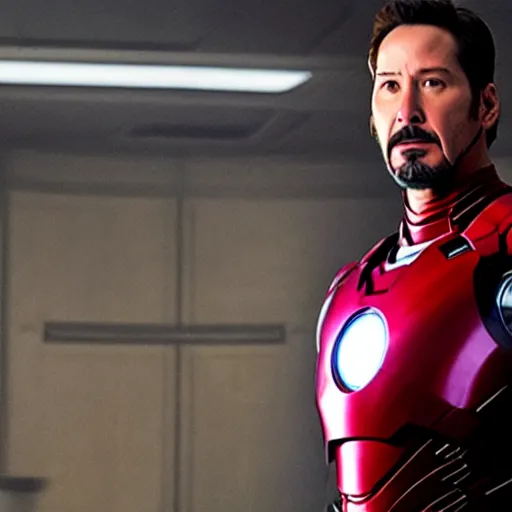 Image similar to keanu reeves as iron man in endgame