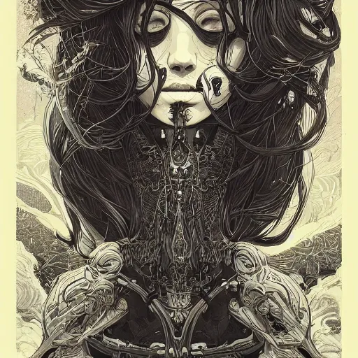 Image similar to mcbess illustration of a hand maiden, intricate complexity, by greg rutkowski, artgerm, ross tran, conrad roset, takato yomamoto, ilya kuvshinov. 4 k, beautiful, cinematic dramatic atmosphere, surrealism