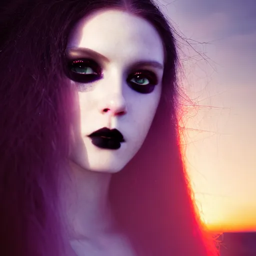 Prompt: photographic portrait of a stunningly beautiful goth emo cyberpunk female in soft dreamy light at sunset, contemporary fashion shoot, by edward robert hughes, annie leibovitz and steve mccurry, david lazar, jimmy nelsson, breathtaking, 8 k resolution, extremely detailed, beautiful, establishing shot, artistic, hyperrealistic, beautiful face, octane render