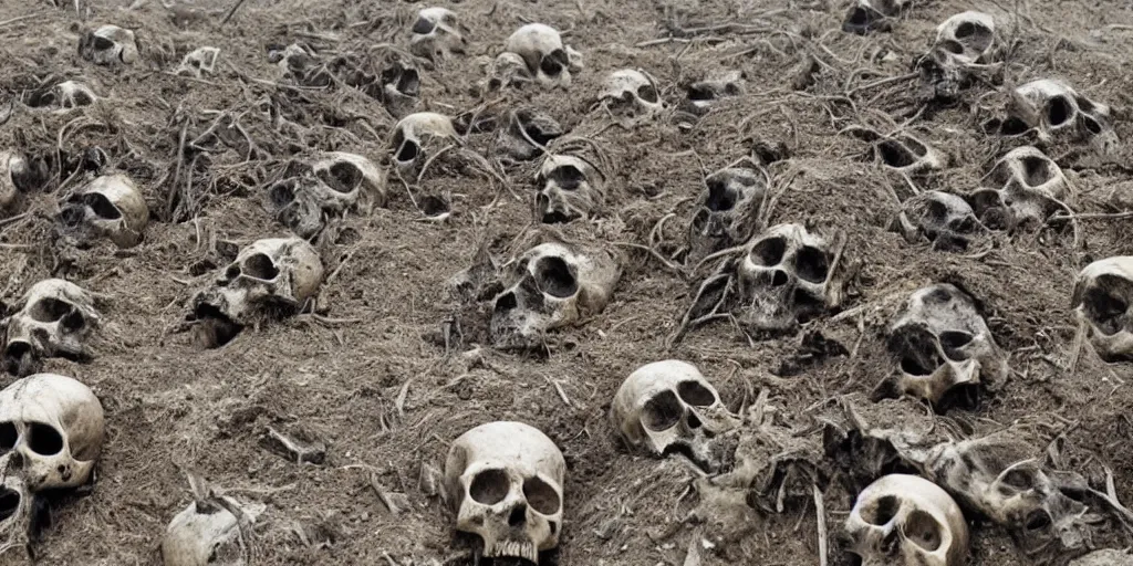 Prompt: Skull graveyard, Tragic and disgraceful