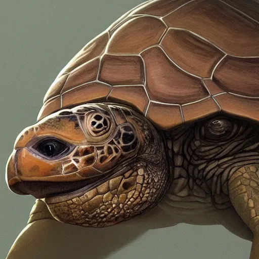 Image similar to amazingly beautiful portrait of a hyper realistic mitch mcconnell as a turtle / tortoise, as an anthropomorphic turtle, painted by greg rutkowski, artgerm, beautiful lighting, masterpiece, epic, 4 k
