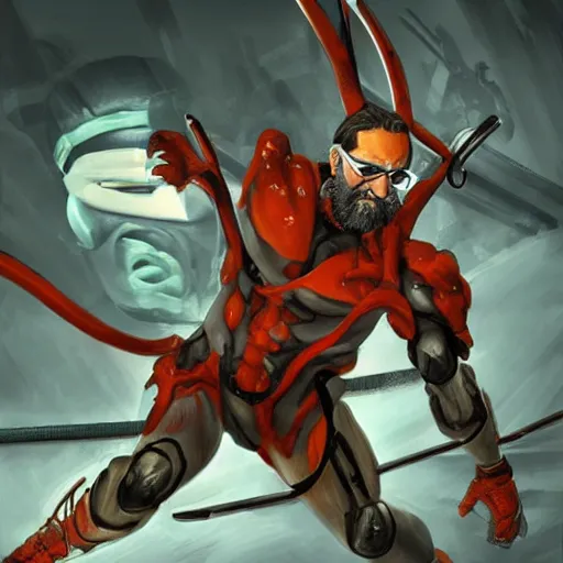 Image similar to concept art of Gordon Freeman killing a headcrab on arakis, artgerm, wylop