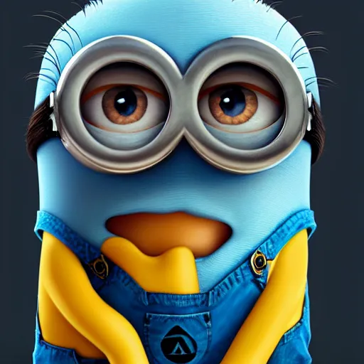 an epic painting minion, looking blue and frustrated, | Stable ...