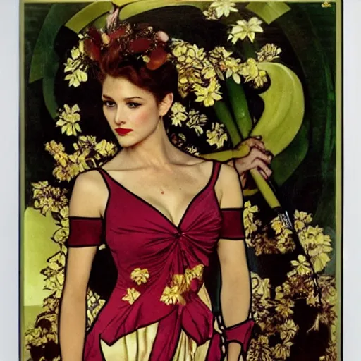 Image similar to elegant woman dressed up as pikachu art photo by Annie Liebovitz and Alphonse Mucha