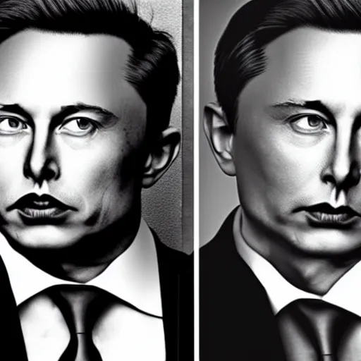 Image similar to half elon musk, half vladimir putin. photograph, high contrast, realistic