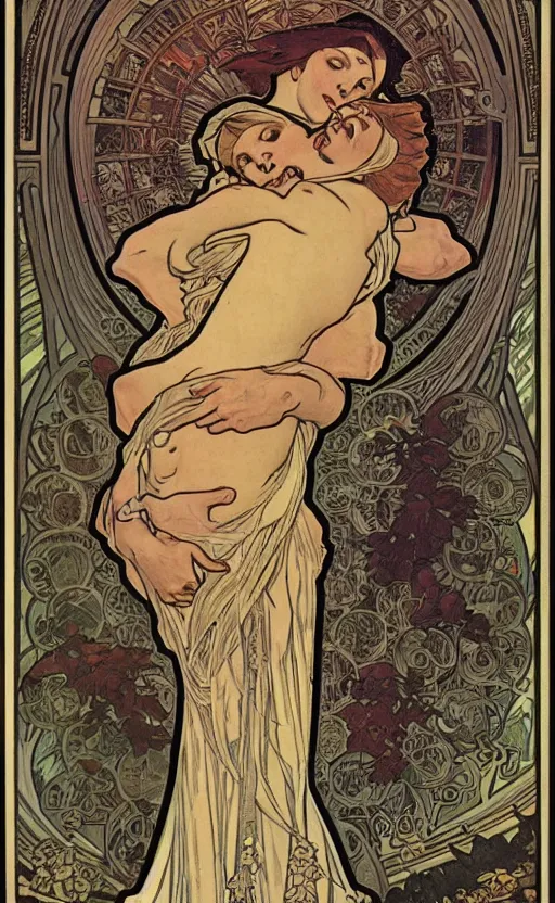 Prompt: the binding of isaac, vintage comic by alphonse mucha
