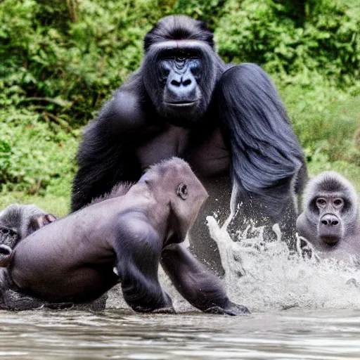 silverback gorillas fighting