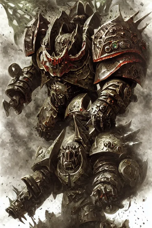 Image similar to chaos space marine, fantasy, warhammer, highly detailed, digital art, sharp focus, trending on art station, nurgle