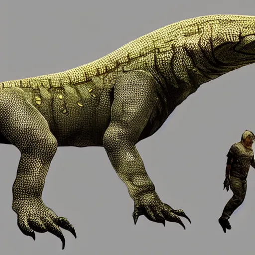 prompthunt: GTA concept art, long shot view, SCP-682 is a large, vaguely  reptile-like creature of unknown origin. SCP-682 has always been observed  to have extremely high strength, speed, and reflexes, though exact