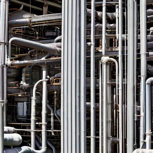 Image similar to color photograph of chemical plant pipes, structure, close up, industrial