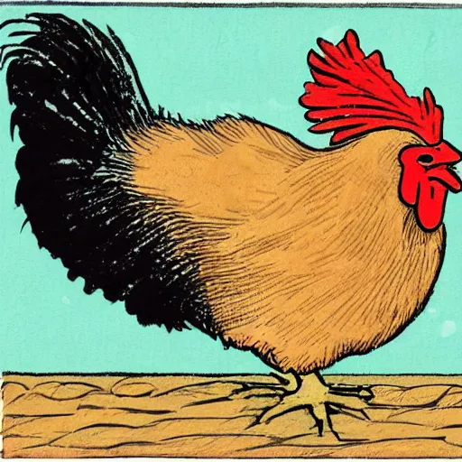 Image similar to A cartoon of a chicken eating a chicken