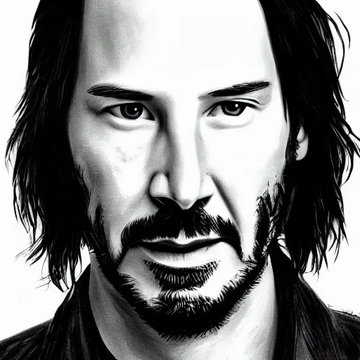 Image similar to a detailed portrait of keanu reeves art illustration, incredibly highly detailed and realistic, 8 k, sharp focus