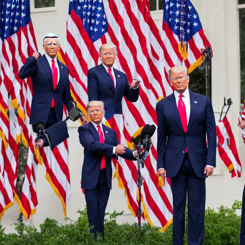 Image similar to muscular joe biden standing next to muscular donald trump standing next to muscular barack obama, highly detailed, high quality, hd, 4 k, 8 k, canon 3 0 0 mm, professional photographer, 4 0 mp, lifelike, top - rated, award winning, realistic, sharp, no blur, edited, corrected, trending