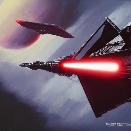 Prompt: darth vader's tie advanced flying to a volcanic planet concept art by doug chiang, cinematic, realistic painting, high definition, concept art, path tracing, high quality, highly detailed, 8 k, red colors, hyperrealistic, concept art