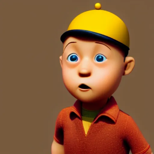 Image similar to tin tin, depicted as a pixar character, high quality cg render, 4 k