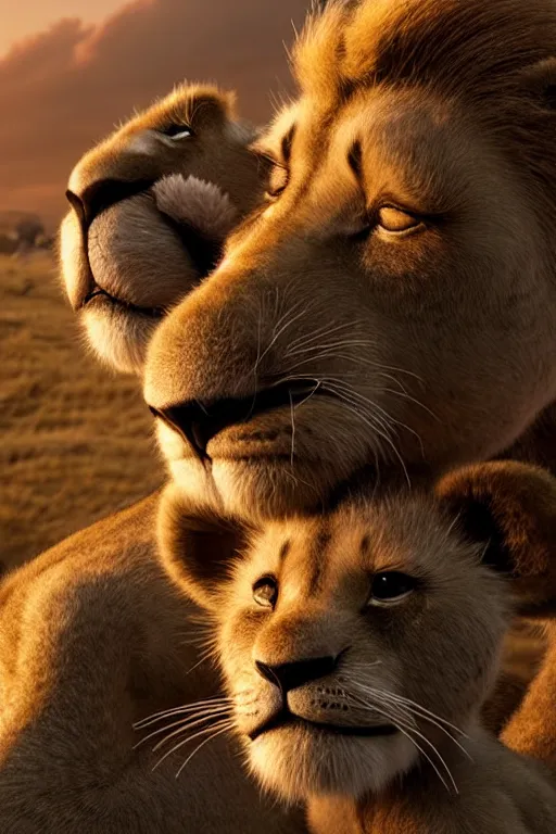 Image similar to lion king movie poster, cgi, cinema, realistic