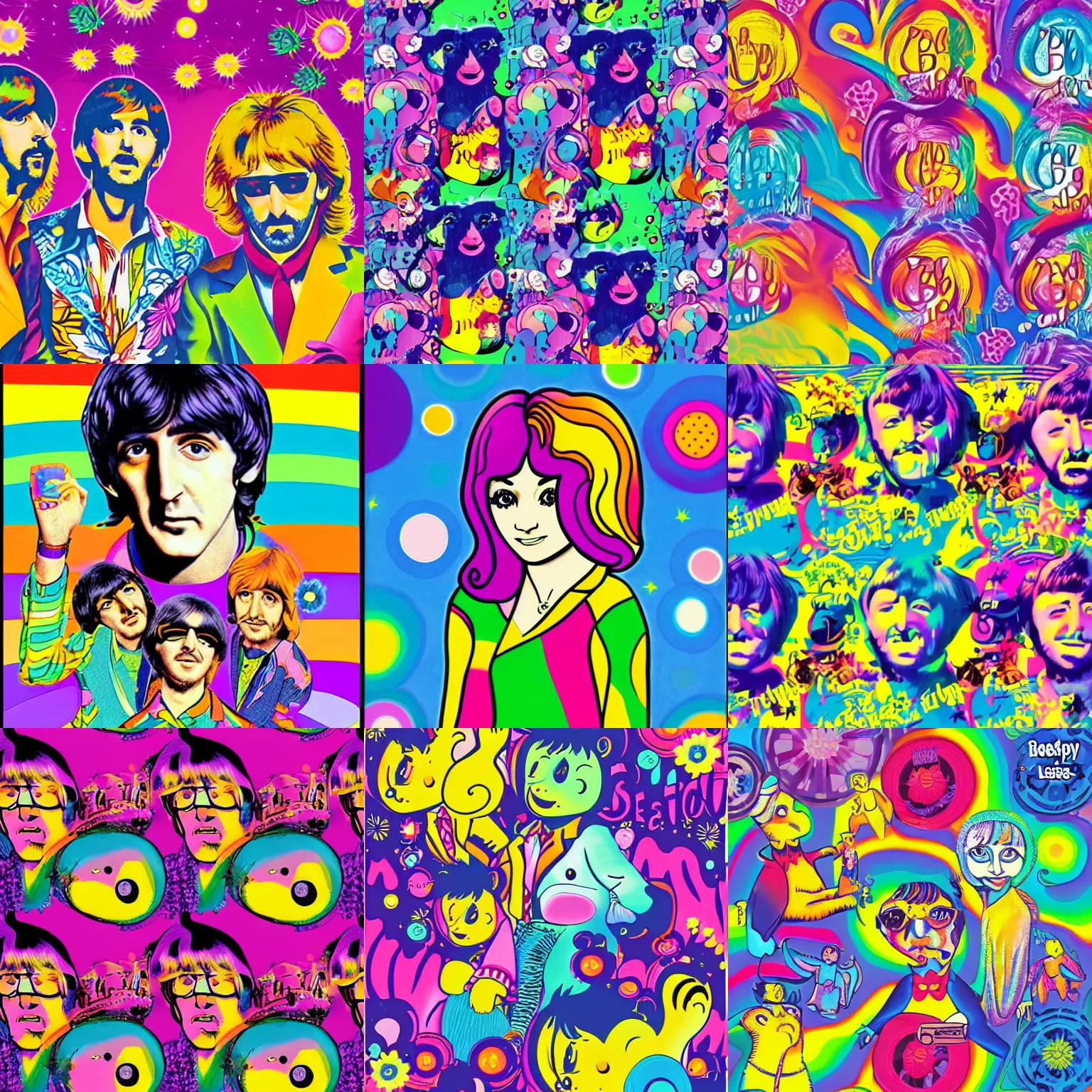 Prompt: yesterday by beatles illustrated by lisa frank