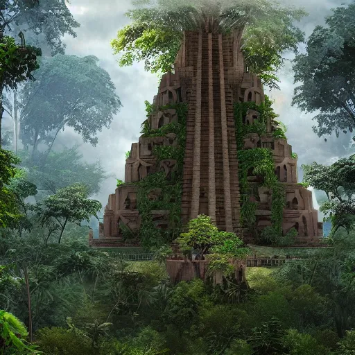 Image similar to Ziggurat in jungles, 8k, detailed, concept art, trending on artstation