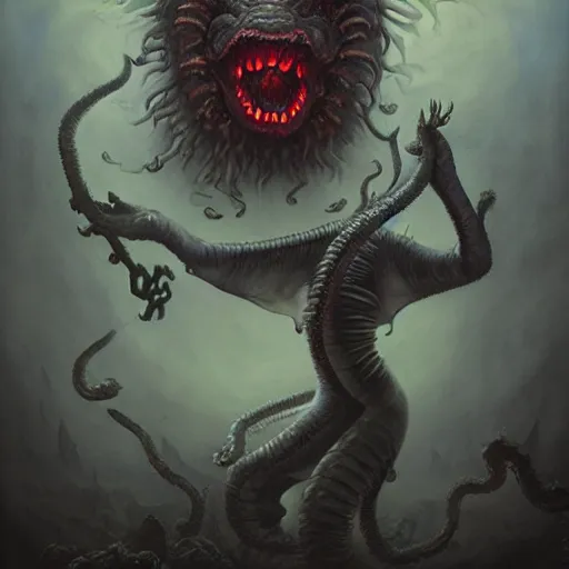 Image similar to lovecraftian monster by tom bagshaw