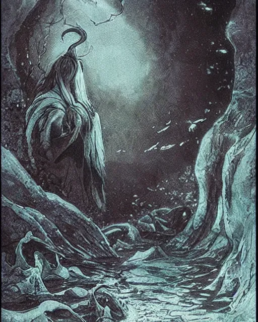 Image similar to dark deep waters in which tolkien's creations are hidden