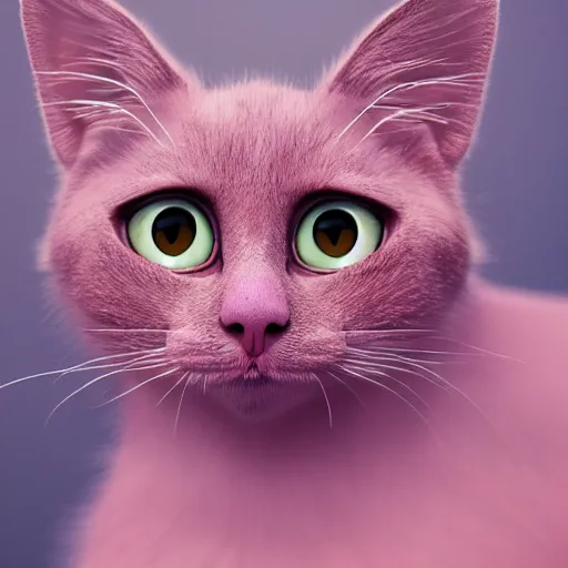 Prompt: a pink cute cat with big ears and big eyes, zeiss lens, detailed, symmetrical, centered, fashion photoshoot, by Annie Leibovitz and Steve McCurry, David Lazar, Jimmy Nelsson, Breathtaking, 8k resolution, extremely detailed, beautiful, establishing shot, artistic, hyperrealistic, beautiful face, octane render