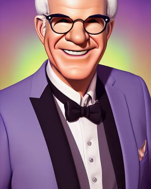 Image similar to disney pixar portrait 8 k photo of young steve martin as george jetson : : by weta, greg rutkowski, wlop, ilya kuvshinov, rossdraws, artgerm, annie leibovitz, rave, unreal engine, alphonse mucha : :