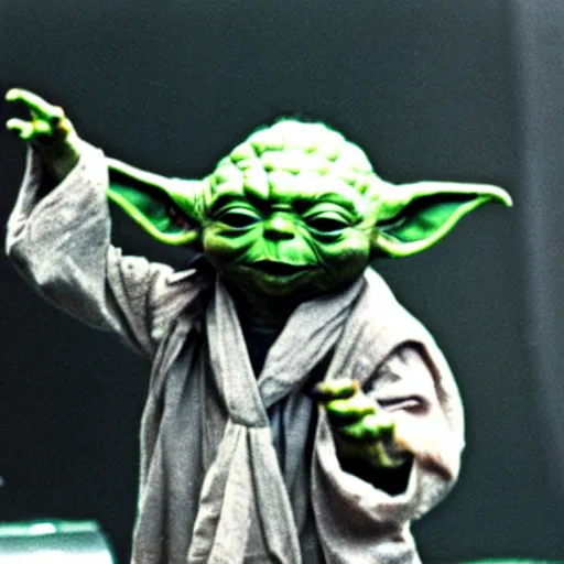 Image similar to yoda performing at woodstock