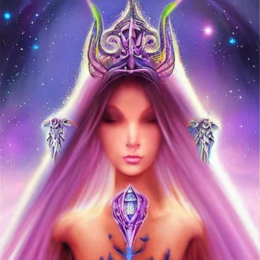 Image similar to “ Beautiful alien princess” mystical fantasy by Anne Stokes, 8k 3-D, matte painting, concept art, hyper realism, amazing contrasting background,