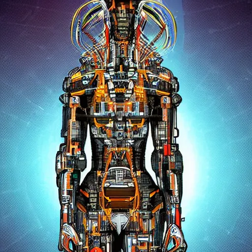 Image similar to a futurist techno - spirit cybernetic mummy, future perfect, award winning digital art