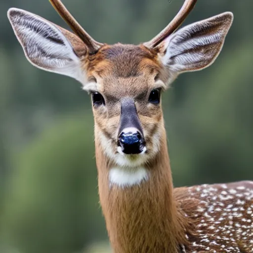 Image similar to photo of a funny deer laughing at a joke